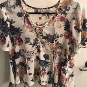 Urban Outfitters floral lace up blouse